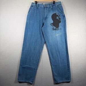 Vintage Makaveli Mens Jeans 38 Hip Hop Rap Tupac Shakur‎ Graphic Denim Pants